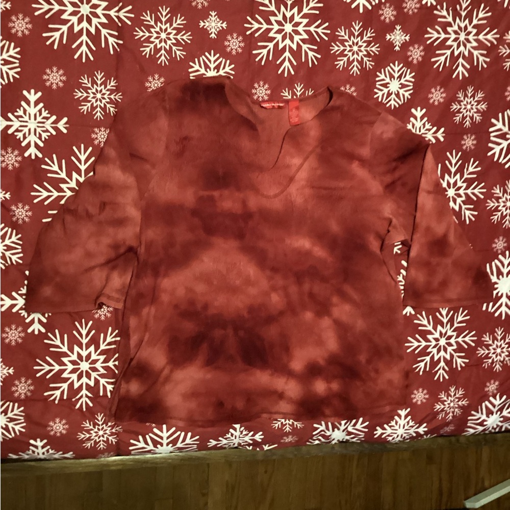 Red Tie-Dye Long Sleeve Top